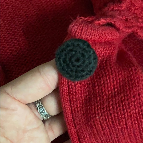 (CLOSET CLOSING FINAL SALE) Vintage Red Sweater with Giant Crochet Collar - Picture 6 of 6
